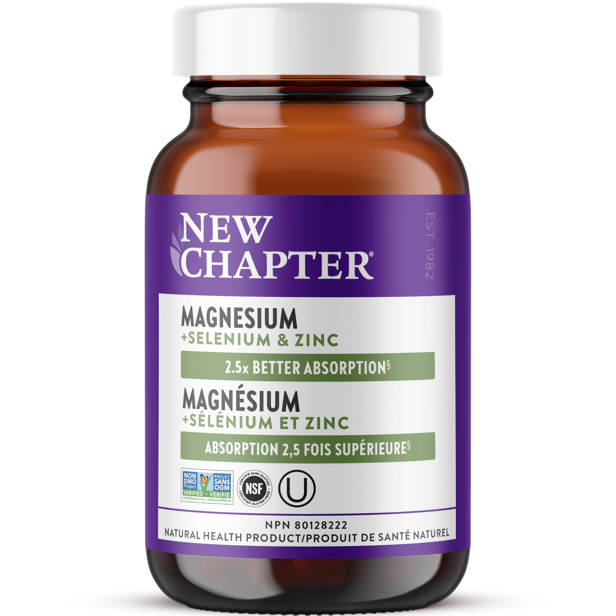 New Chapter Magnesium + Selenium & Zinc, 2.5x better absorption, Non-GMO Project Verified, NSF Certified Gluten Free, Kosher Certified