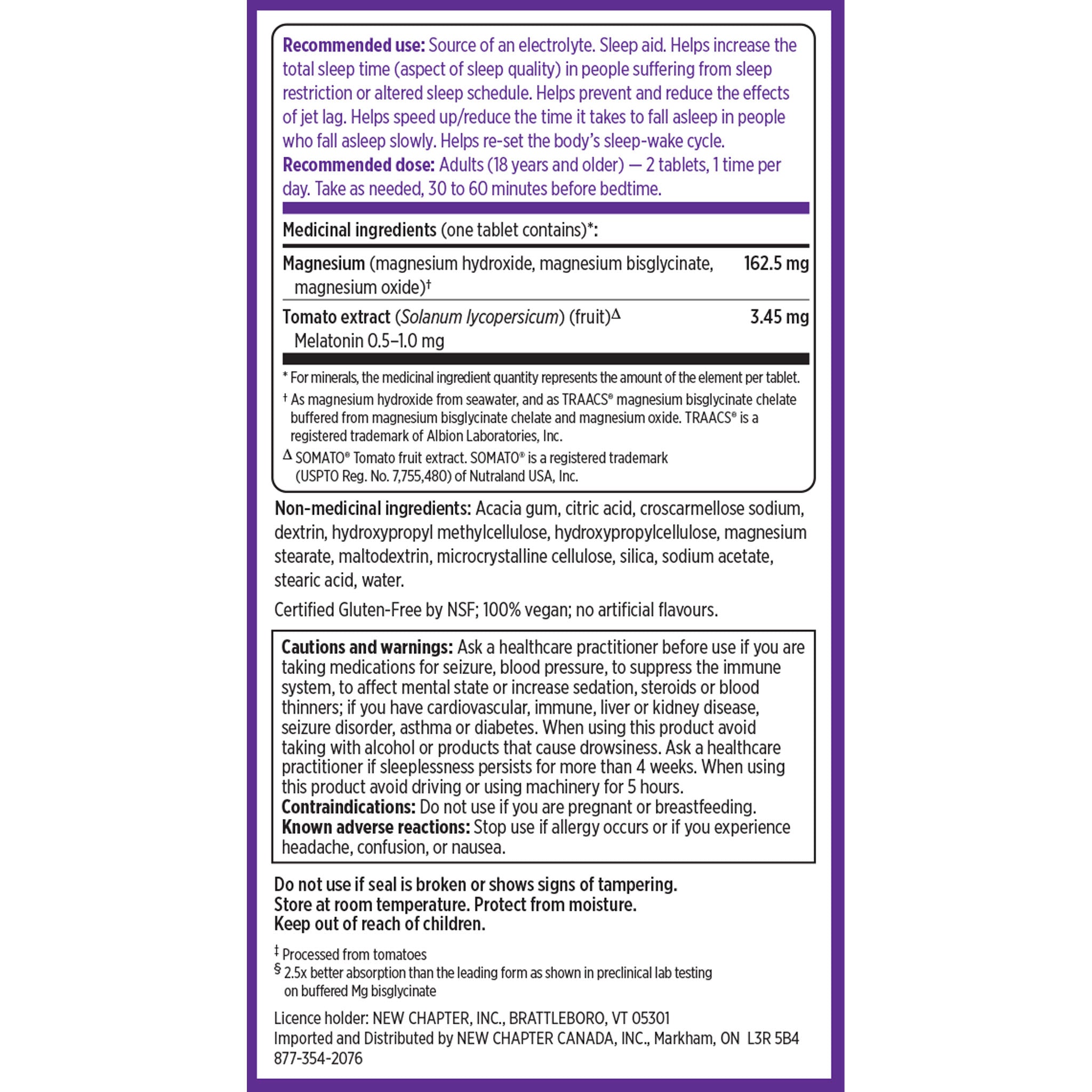 New Chapter Magnesium + Plant-Based Melatonin Magnesium Glycinate 2.5x Better Absorption Natural Sleep Support