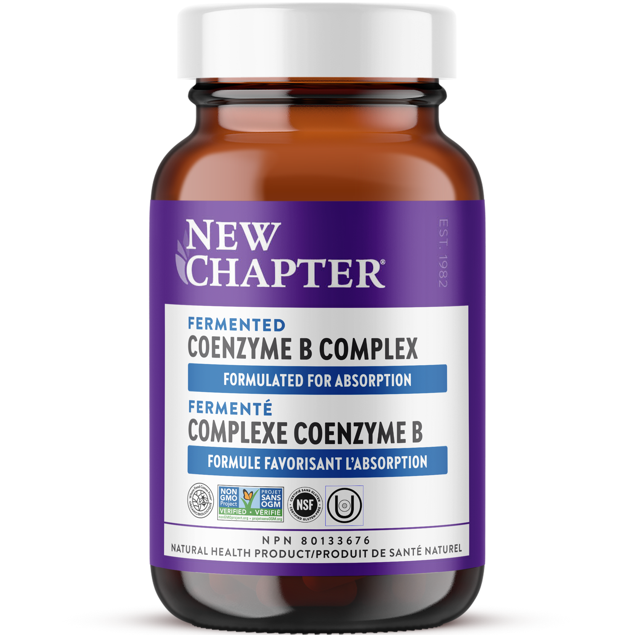New Chapter Fermented Coenzyme B Complex, Where Food Comes From Organic Certified, Non-GMO Project Verified, NSF Certified Gluten-Free, Kosher Certified