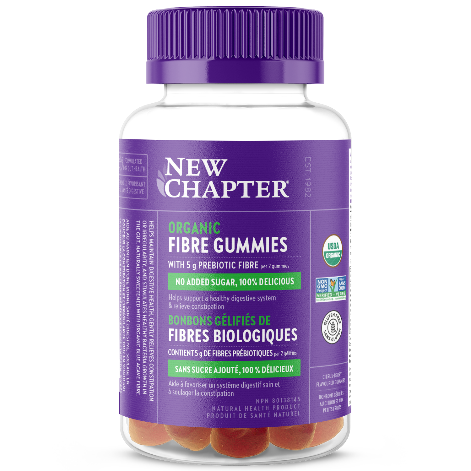 Organic Fibre Gummies with 5g Prebiotic Fibre, No Added Sugar 100% Delicious