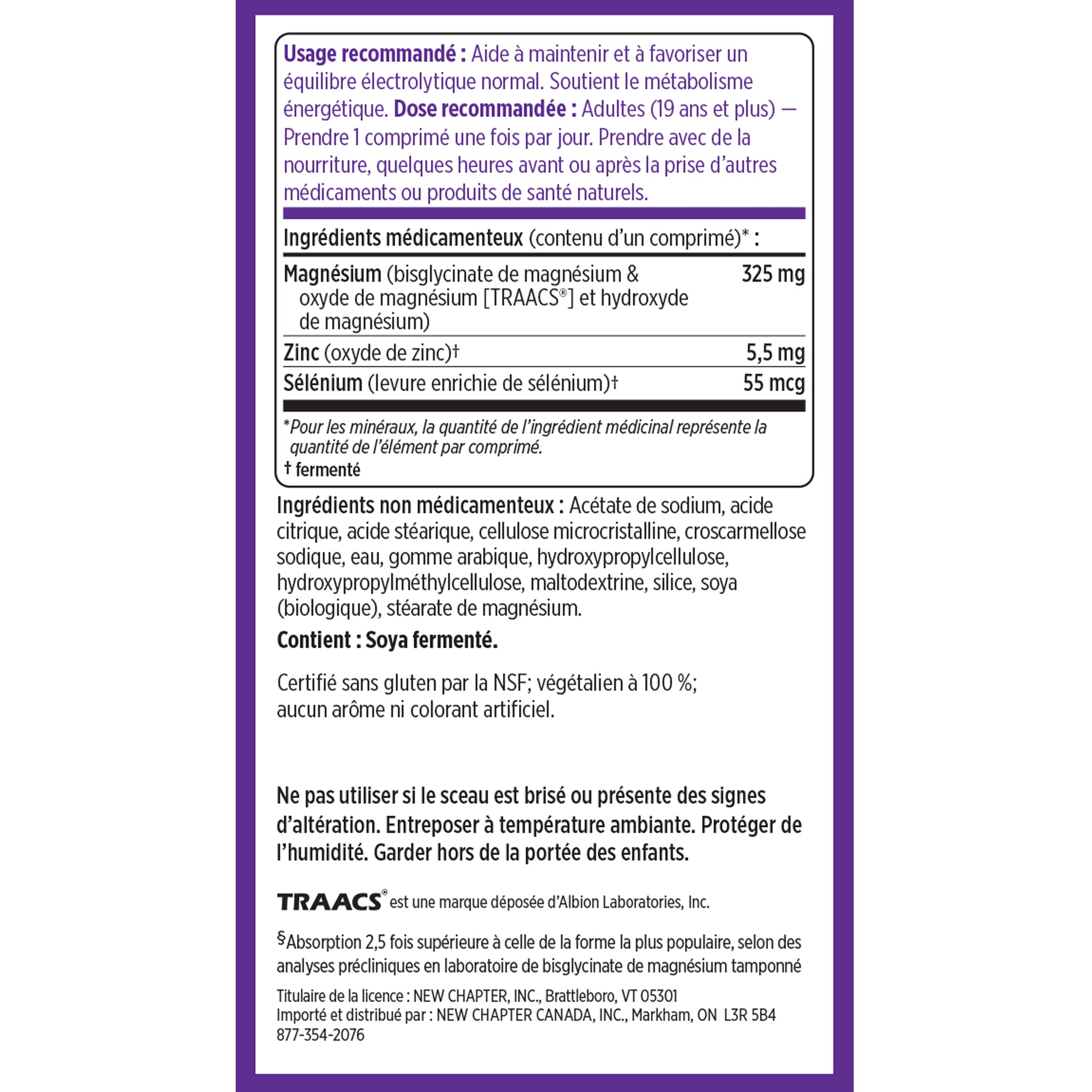 French Supplement Facts