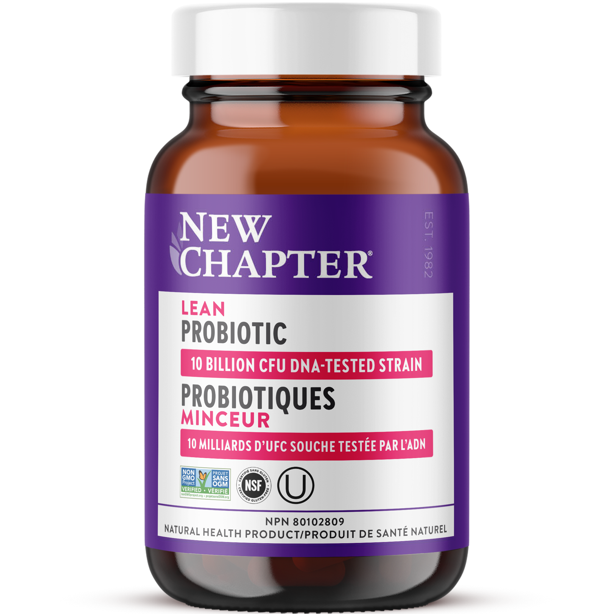 Lean Probiotic 10 Billion CFU DNA-Tested Strain, Non GMO Project Verified, NSF Certified Gluten-Free, Kosher Certified 